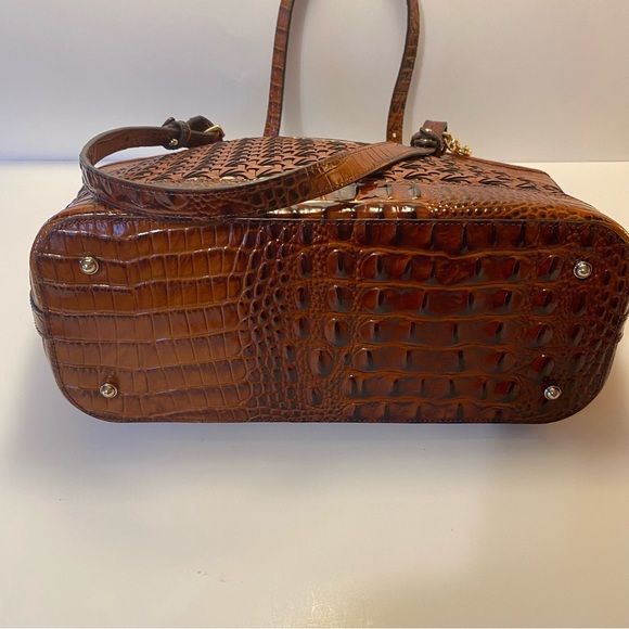 Retired Brahmin Medium Asher Pecan Lima Wicker Tote Bag Purse RARE New - Picture 12 of 16